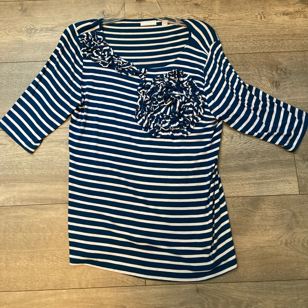 Stripped Blouse with Floral Detail